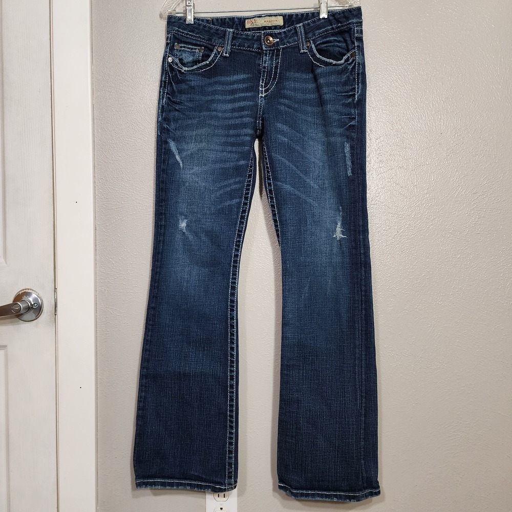 Buckle BKE Madison Low Rise Jeans Womens 30x31.5 Dark Wash Embellished Stitch Y2